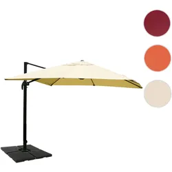 Gastronomie-Ampelschirm HWC-A96, Sonnenschirm, 3x4m (√ò5m) Polyester/Alu 26kg ~ creme mit St√§nder