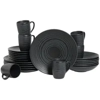 CreaTable Kombiservice Lava Stone Schwarz, Steinzeug - schwarz
