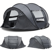 TUKAILAI Pop Up Zelt 3-4 Person Automatische Camping Zelt Dome Pop-Up Zelt Wasserdicht 2-Türen 4 Windows Instant Zelt mit Tragetasche für Camping Angeln Wandern Reisen (Grau)