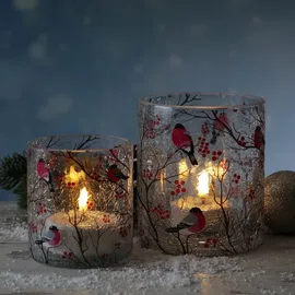 MARELIDA Teelichthalter GIMPEL Windlicht Bruchglasoptik H: 10cm D: 9cm