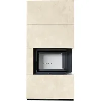 Kratki Floki Box Kaminbausatz Stahl Schwarz/Abdeckplatte Quarzsinter Weiß