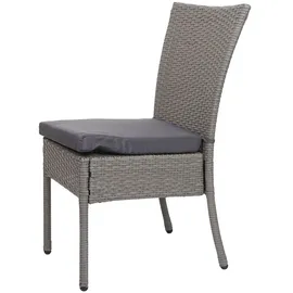 Mendler 2er-Set Poly-Rattan Stuhl HWC-G19 Gartenstuhl 0 x 0 x 0 cm grau
