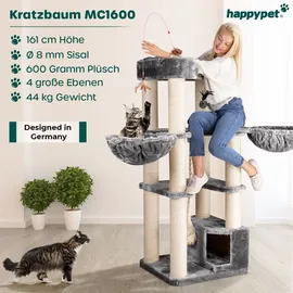 Happy Pet HAPPYPET Kratzbaum 161 cm große Katzen stabil Katzenbaum Grau