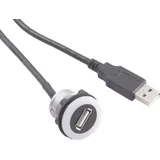 TRU Components USB-05-BK USB-Einbaubuchse 2.0 Buchse, Einbau, Stecker USB-Buchse Typ A, beleuchtet auf USB-Stecker Typ A mit 60cm