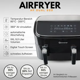 sommertal Heißluftfritteuse HF DUAL 900 schwarz