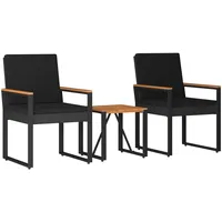 vidaXL Gartenlounge Set 3-tlg. Schwarz