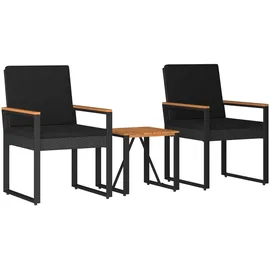 vidaXL Gartenlounge Set 3-tlg. Schwarz