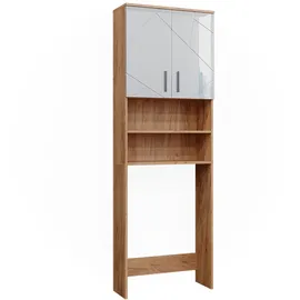 Vicco Waschmaschinenschrank Irma, Weiß Hochglanz/Goldkraft Eiche 64 x 190.5 cm