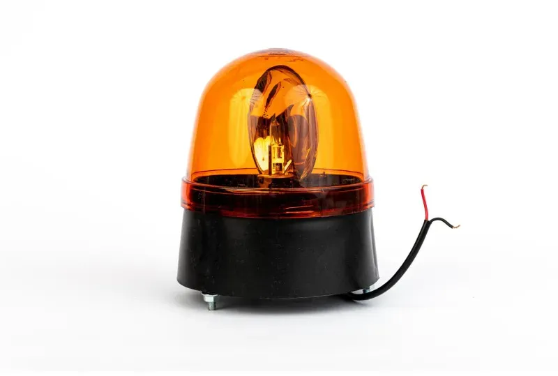 Rotierende orange Rundum-Warnleuchte mit Glühlampe, 24 V, Ø 146 mm