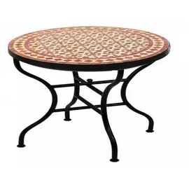 Marrakesch Orient & Mediterran Interior Mosaiktisch Ø 60 x 45 cm Beige/Rot