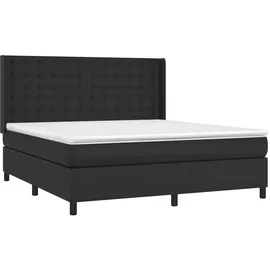 vidaXL Boxspringbett mit Matratze & LED Schwarz 160x200 cm Kunstleder