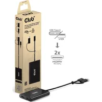 Club 3D USB Typ-C (mit USB Typ-A Adapter) auf dualen HDMI (4K60Hz) Video Splitter mit DisplayLink
