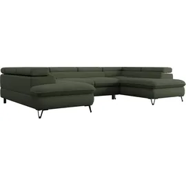 MKS Meble Ecksofa U-Form Boucle 3-Sitzer Grün