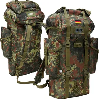BWuM Bundeswehr Kampfrucksack 65L + Patch & Flagge, Farbe: Flecktarn - 65 L