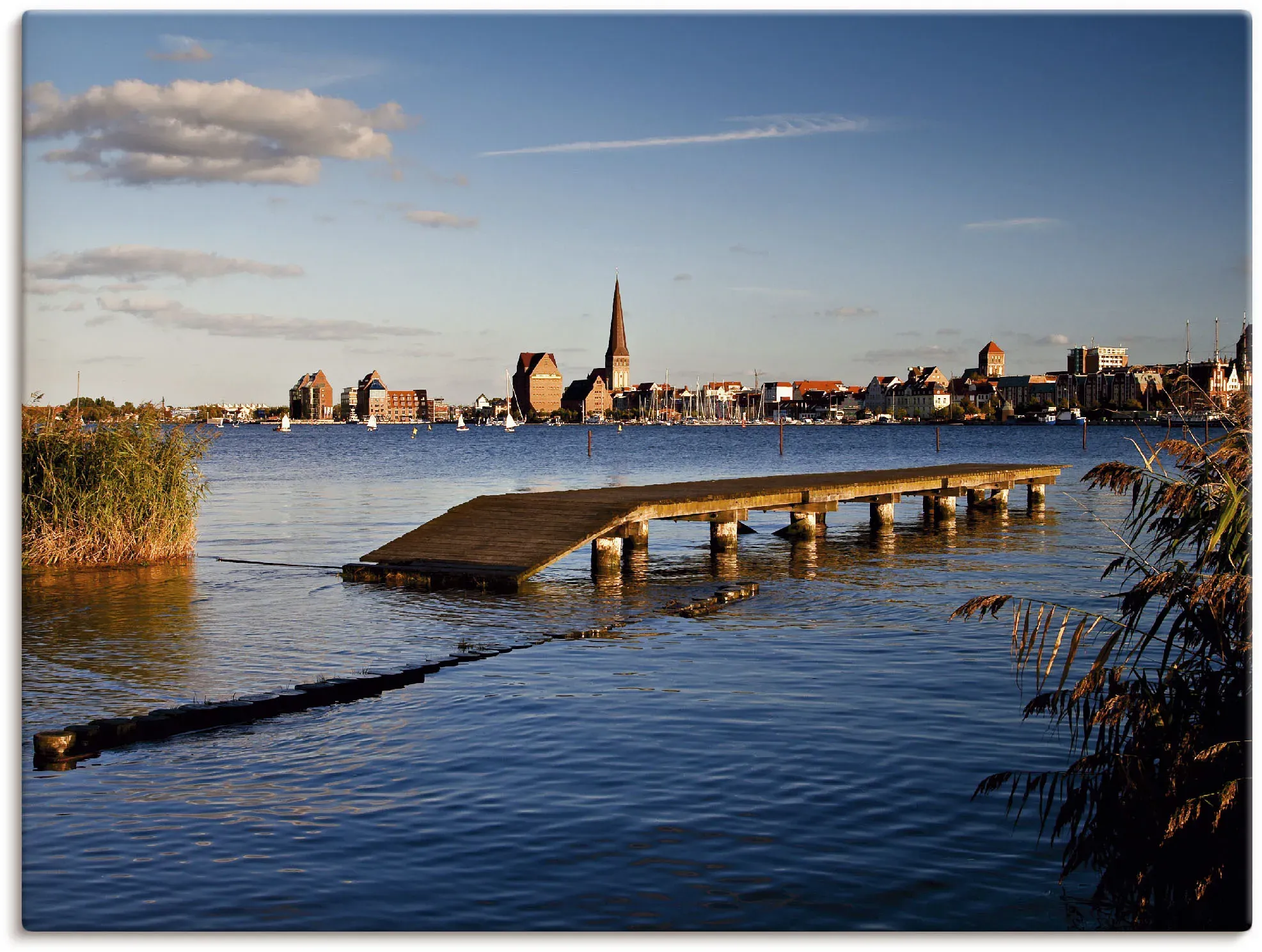 Artland Leinwandbild »Blick auf Rostock«, Deutschland, (1 St.), auf Keilrahmen gespannt Artland blau