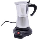 Begoniape 300ML 480W Espressokocher, Elektrischer Espresso-Kocher für 6 Espressotassen, Espressotassen Espressomaschine mit Basis, Anti-Tropf Düse Mokka Töpfe Silber