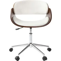 miliboo Design-Stuhl auf Rollen Weiß und Nussbaum BENT