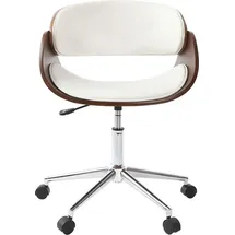 miliboo Design-Stuhl auf Rollen Weiß und Nussbaum BENT