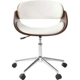 miliboo Design-Stuhl auf Rollen Weiß und Nussbaum BENT