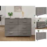 vidaXL Sideboard HAMAR Hellgrau 113x40x80 cm Massivholz Kiefer