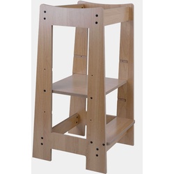 Lernturm Küchenhelfer für Kinder Holz Kinderschemel Tritthocker 3 Stufen höhenverstellbar, leicht zu reinigen, stabil, LxBxH 32x42x80 cm