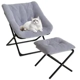 LuxusKollektion Relaxsessel Sessel klappbar Lesesessel Fußhocker Erwachsene Wohnheim Grau