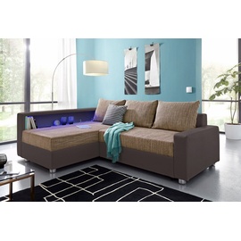 COLLECTION AB Ecksofa »Relax L-Form«, inklusive Bettfunktion, Federkern, wahlweise mit RGB-LED-Beleuchtung braun