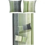 REDBEST Single-Jersey Bettwäsche in grün-grau | Gr.: 155x200 cm (40x80 cm)
