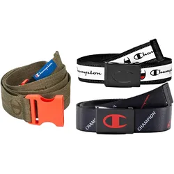 Champion Gewebe-Gürtel für Damen und Herren Steckschnallen-Gürtel Alltags-Gürtel Stoff-Gürtel in Oliv-Grün oder Schwarz mit verschiedenen Details - 