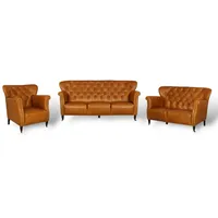 Salottini Polstergarnitur Chesterfield Vintage Petrina Deluxe Sofagarnitur 3/2/1, (3-tlg) braun