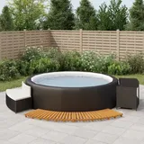 Whirlpool-Umrandung Schwarz Poly-Rattan und Massivholz Akazie