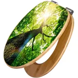 Banjado Design WC Sitz Bambus Holz Toilettendeckel Mit Absenkautomatik Klodeckel WC-Sitz Soft Close Mit Motiv Baumkrone