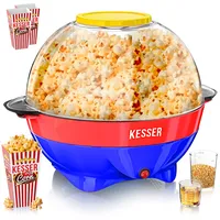 Kesser KESSER® Popcornmaschine: 800W Popcornmaker - 5,5l Inhalt, Antihaftbeschichtung, Deckel & Servierschale, für Öl/Butter/Zucker, Stille & Schnelle, abnehmbare Heizfläche, inkl. Popcornbecher