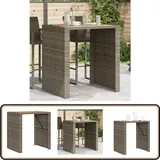Vidaxl - Garten-Bartisch mit Holzplatte Grau 105x80x110 cm Polyrattan - Gartentisch - Bartisch - Outdoor-Tisch - Gartenmöbel - Rattan Tisch