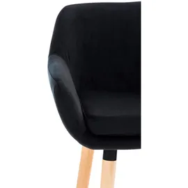 TPFLiving Barhocker Grande Gestell Holz Samt Schwarz