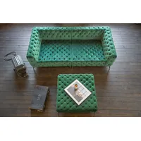 KAWOLA Big Sofa NARLA Chesterfield Sofa Velvet grün