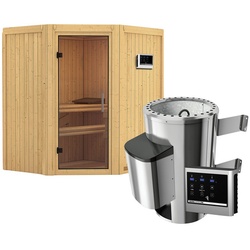 KARIBU Sauna »Tuckum«, inkl. 3.6 kW Saunaofen mit externer Steuerung, für 3 Personen - beige