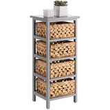 CARO-Möbel Kommode ARBO mit 4 Körben aus Wasserhyazinthe, Schubladenschrank aus hochwertigem Paulownia Mode, 30x69x25 cm, Wohnzimmer, Kommoden & Sideboards, Kommoden