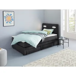 Boxbett INOSIGN "Luan", schwarz, B:127cm L:211cm, Komplettbetten, Boxspringbett, Schubkästen, LED-Beleuchtung und Topper, in Breite 120 cm und 180 cm