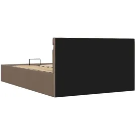 vidaXL Bett mit Bettkasten Hydraulisch mit LED Taupe Stoff 140x200 cm619389