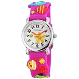 Excellanc Kinderuhr Meerestieredruck 0 mm Silikongehäuse Lila/Silber Silikonarmband Pink