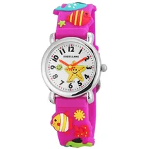 Excellanc Kinderuhr Meerestieredruck 0 mm Silikongehäuse Lila/Silber Silikonarmband Pink