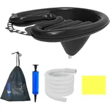 3Pcs Aufblasbare Haarwaschbecken,Mobiles Shampoo Waschbecken Pvc Faltbares Haarwaschbecken Tragbares Aufblasbares Waschbecken Mit Luftpumpe Und Drainage Für Salon, Senioren, Schwangere Frau (Schwarz)