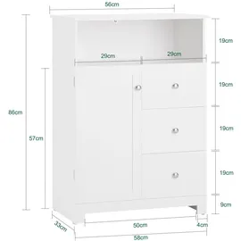 SoBuy Badschrank Kommode Badezimmerschrank Aufbewahrungsschrank Weiß BZR107-W