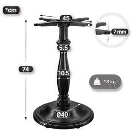 GGM Möbel BD | Bistro Tisch | Ø 70 x 75,5 cm | Rund | Schwarzer Rand | Light Wenge / Schwarz