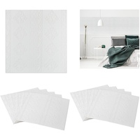 Relaxdays Wandpaneele, 10er Set, selbstklebend, zuschneidbar, 3D Paneele, Wandverkleidung Barock Design, 70x70 cm, weiß