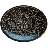 Saraswati Räucherstäbchenhalter "Mandala" Black Stone graviert 8 cm