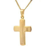 HOPLO Kreuzanhänger Gold Anhänger Kreuz mit Goldkette massiv 585 - 14 Karat Gold 36 cm, Made in Germany 36 cm Kindergröße