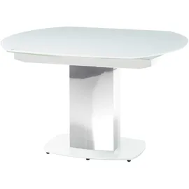 Stolkom Esstisch ausziehbar Ø 130-190 Super White Glas / Edelstahl