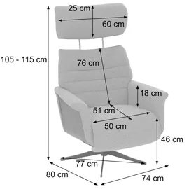 MCA Furniture MCA Relaxsessel HWC-N56, Fernsehsessel Liegesessel Fußstütze drehbar Bouclé Stoff Holz ~ Stoff braun, Holz grau